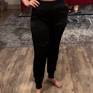 Black satin dress pants